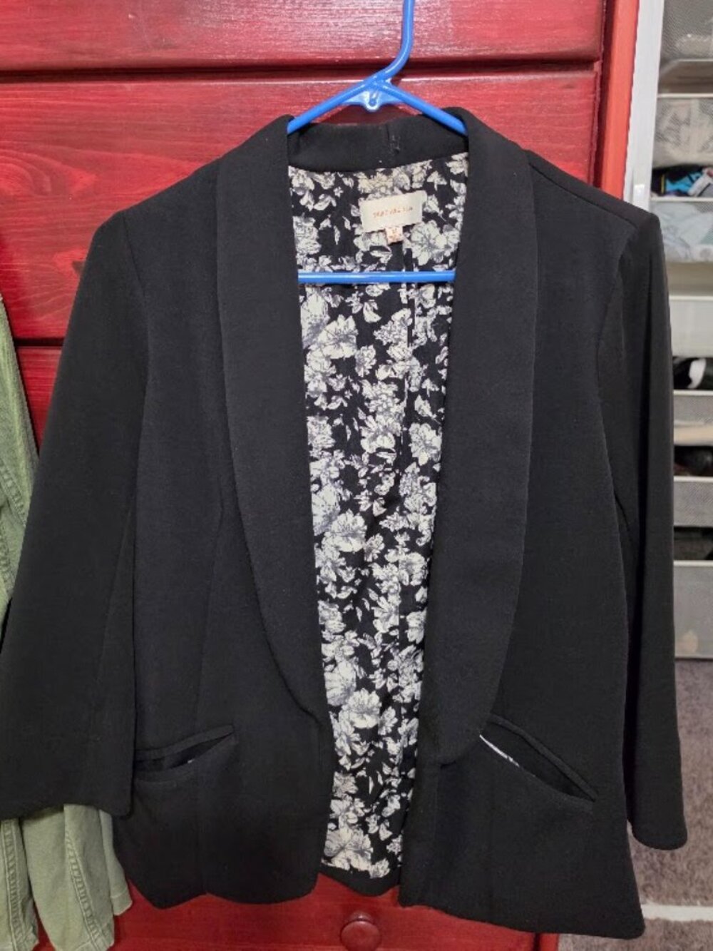 Skies are Blue Black Open Front Blazer